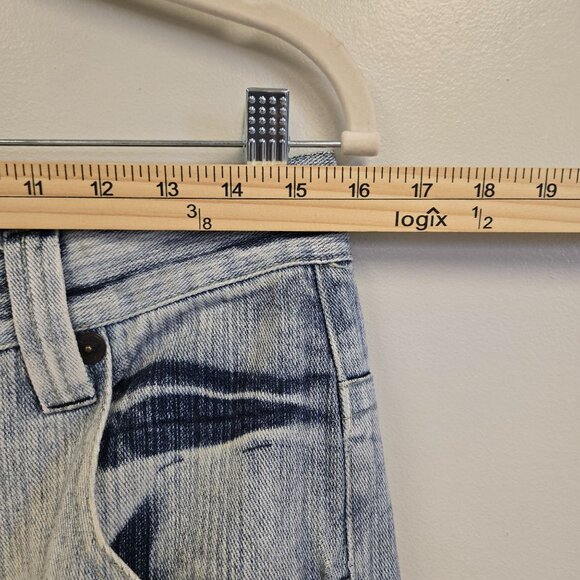 Raw Blue Y2K 2000s Men's 32x32 Denim Jeans Distressed Bleach Wash Flap Pockets - Picture 8 of 12